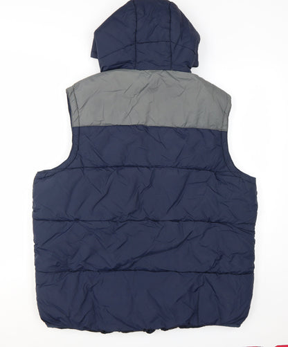 SWFC Mens Blue L Hooded Puffer Waistcoat Gilet Football Jacket