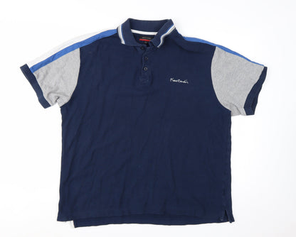 Pierre Cardin Men's Blue Colourblock Cotton Polo Shirt XL