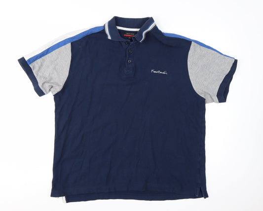 Pierre Cardin Men's Blue Colourblock Cotton Polo Shirt XL