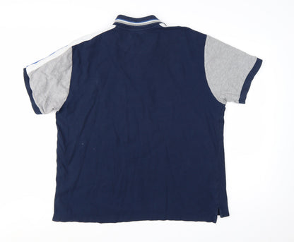Pierre Cardin Men's Blue Colourblock Cotton Polo Shirt XL
