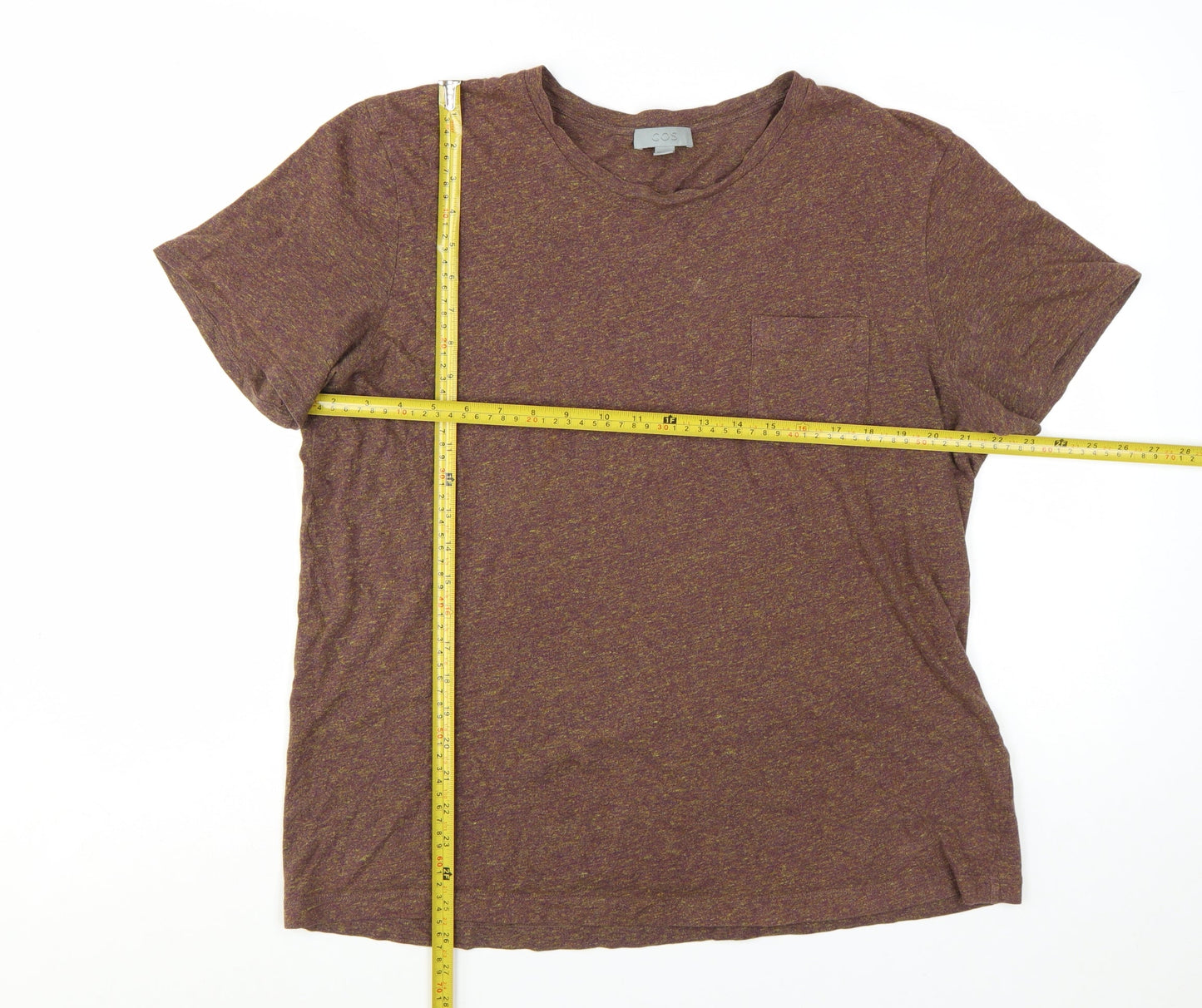 COS Men's Brown Marl Cotton Crew Neck Short Sleeve T-Shirt Size L