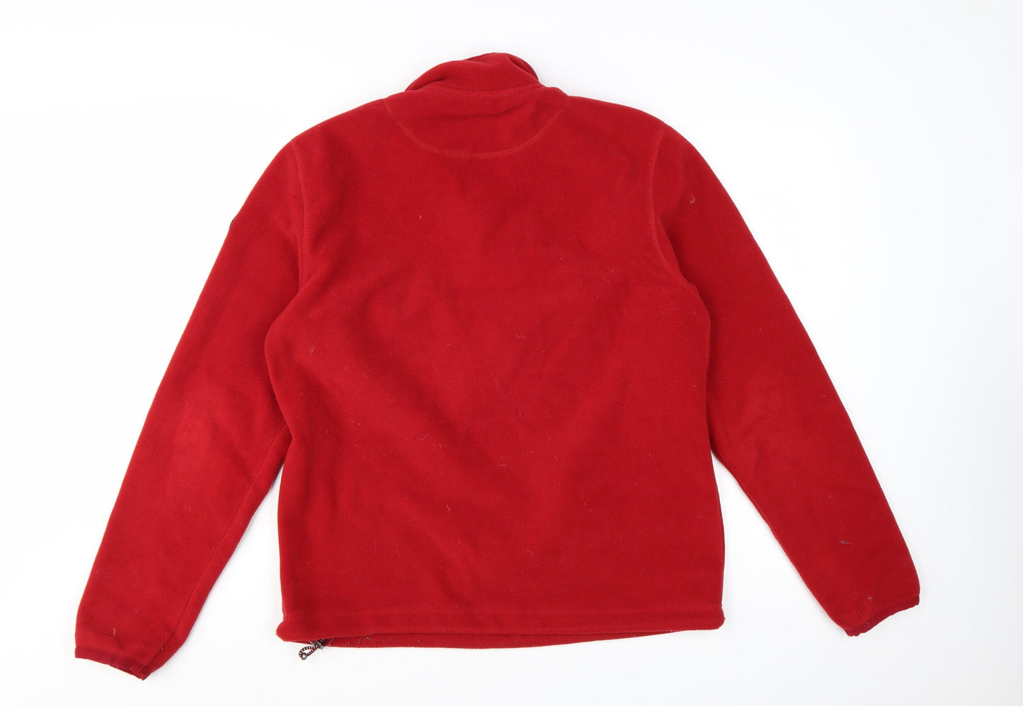 Napapijri Men's Red Fleece 1/4 Zip Pullover Sweatshirt L