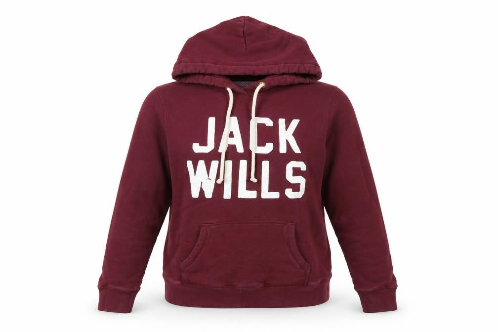 Jack Wills Womens Burgundy Pullover Hoodie UK 12 Cotton Blend