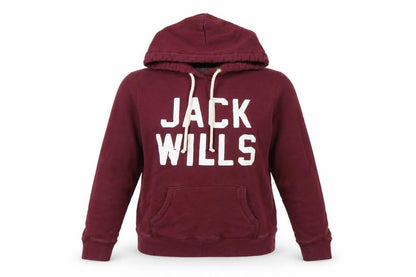 Jack Wills Womens Burgundy Pullover Hoodie UK 12 Cotton Blend