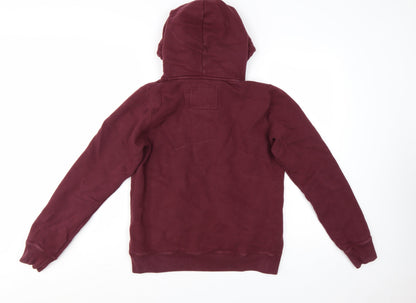 Jack Wills Womens Burgundy Pullover Hoodie UK 12 Cotton Blend
