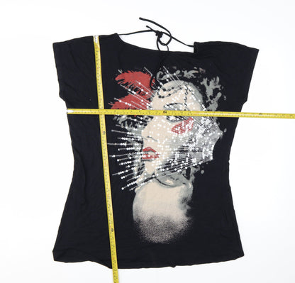 SimplyBe Women’s Black Art Sequin Graphic T-Shirt Size 18