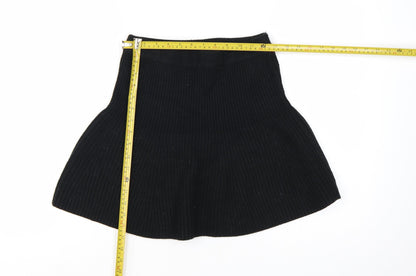 Zara Women Black A-Line Knit Short Skirt Size S
