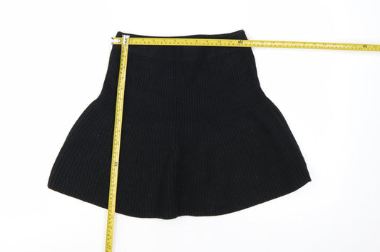 Zara Women Black A-Line Knit Short Skirt Size S