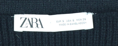 Zara Women Black A-Line Knit Short Skirt Size S