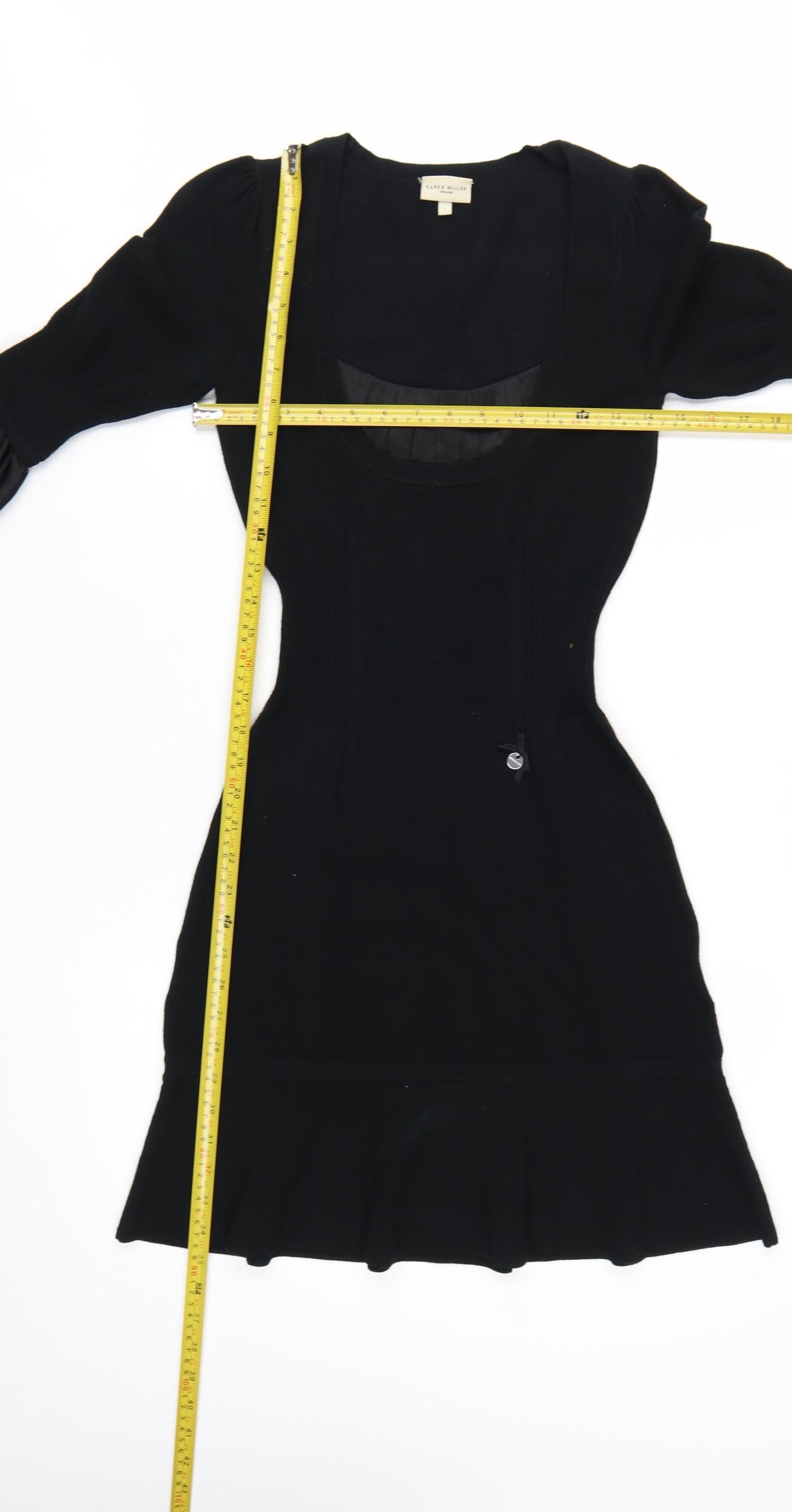 Karen Millen Women’s Black Bodycon Knit Dress Size 8 Half Sleeve