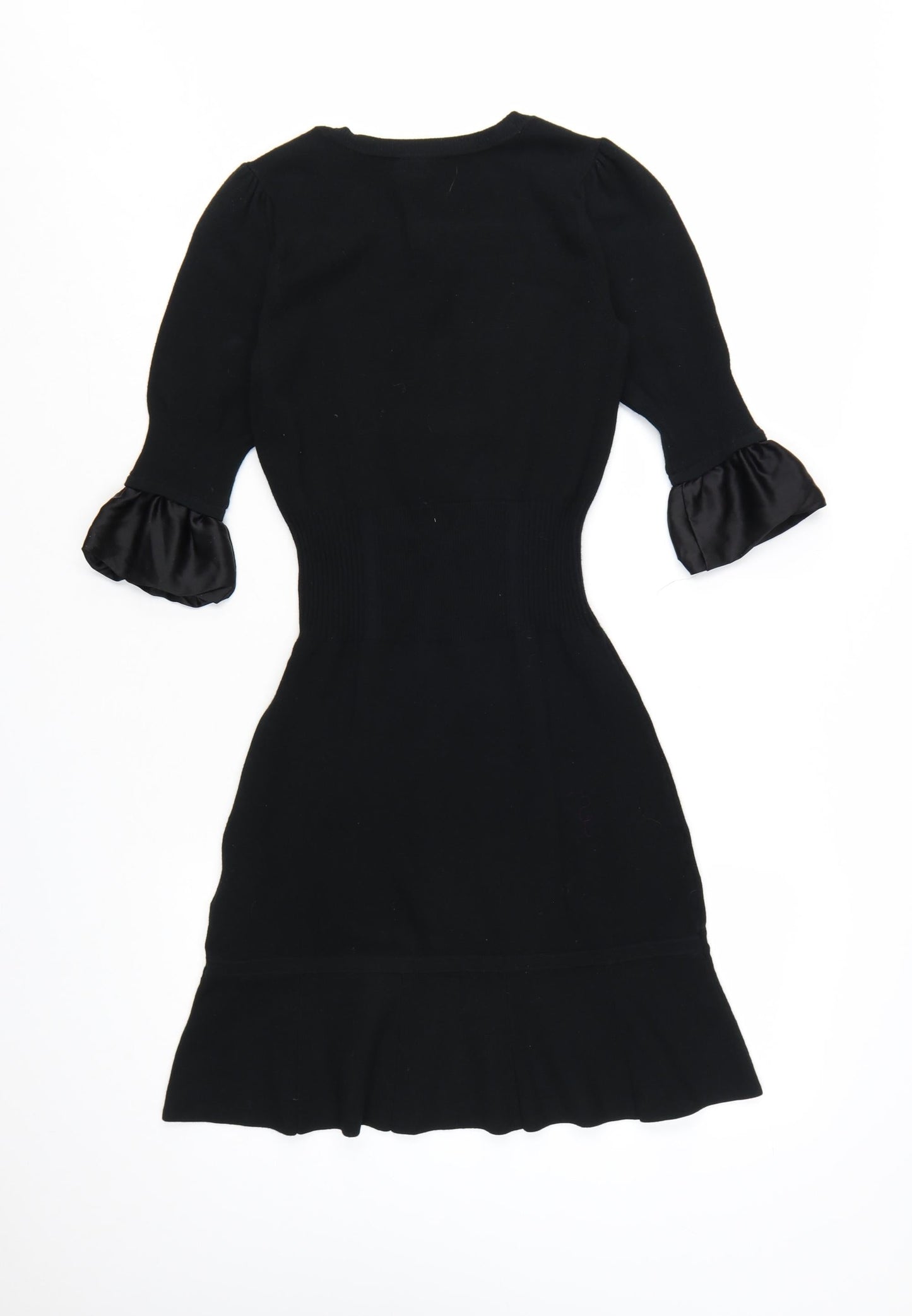 Karen Millen Women’s Black Bodycon Knit Dress Size 8 Half Sleeve