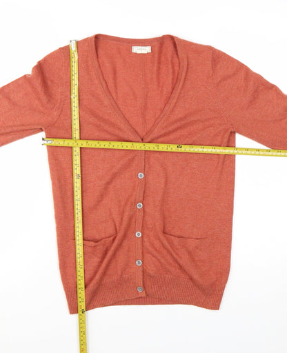 Fat Face Women’s Orange V-Neck Button Cardigan Size 8