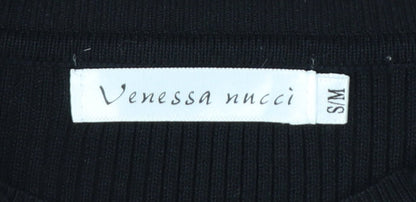 Venessa Nucci Womens Black Ruffle Jewel Pullover Jumper Size S