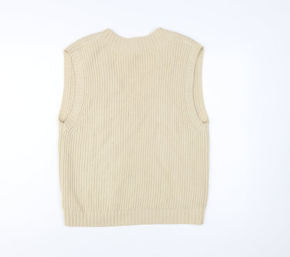 Collusion Womens Beige V-Neck Knit Sleeveless Vest Jumper Size 8