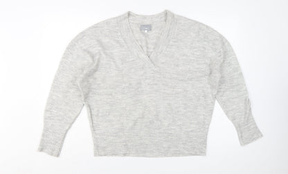 Mint Velvet Women Grey V-Neck Knit Pullover Jumper Size S