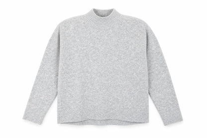 Uniqlo Women Grey Wool Blend Mock Neck Pullover Jumper Size M