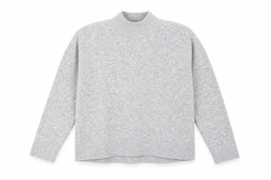 Uniqlo Women Grey Wool Blend Mock Neck Pullover Jumper Size M