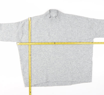 Uniqlo Women Grey Wool Blend Mock Neck Pullover Jumper Size M