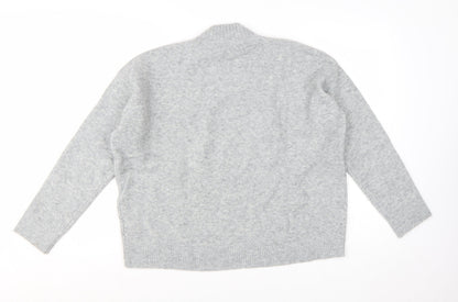 Uniqlo Women Grey Wool Blend Mock Neck Pullover Jumper Size M