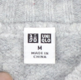 Uniqlo Women Grey Wool Blend Mock Neck Pullover Jumper Size M