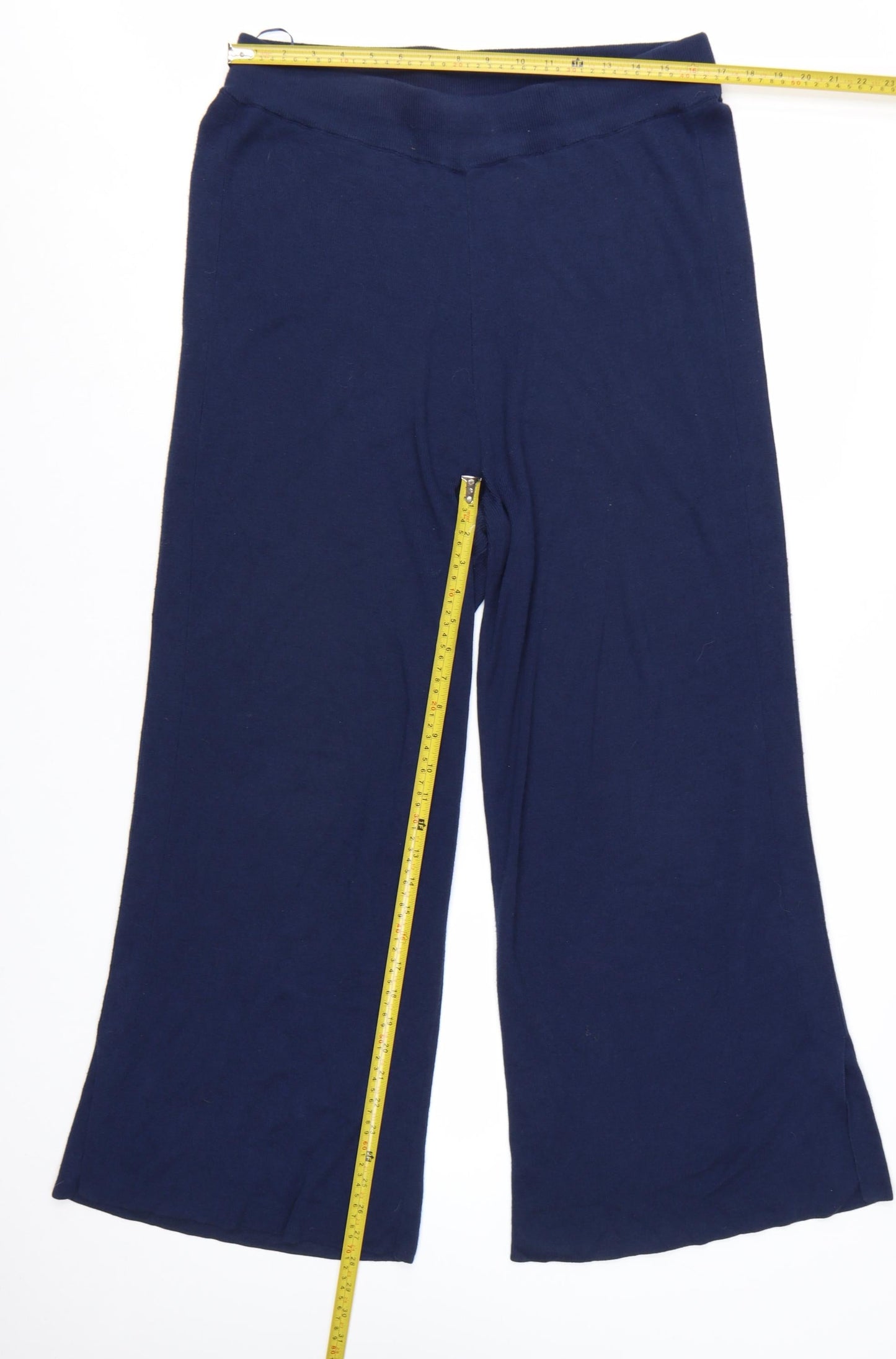 KLEY Womens Navy Blue Wide-Leg Trousers Size 16