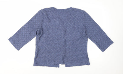 Marks and Spencer Per Una Blue Cardigan Women Large Beaded Knit 3/4 Sleeve