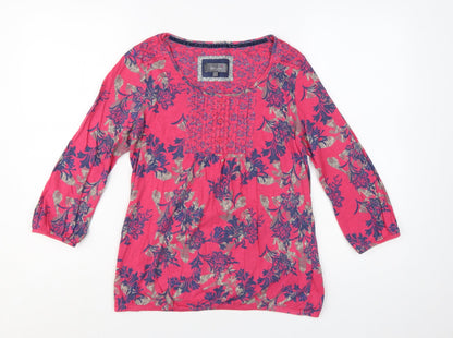 Marks and Spencer Per Una Women's Pink Floral Cotton Tunic Blouse Size 8
