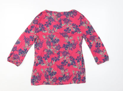 Marks and Spencer Per Una Women's Pink Floral Cotton Tunic Blouse Size 8