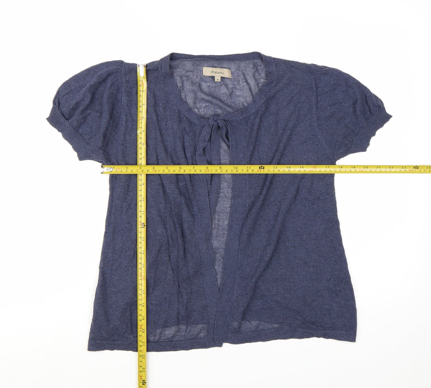 Kew Womens Blue Open Knit Short Sleeve Cardigan M