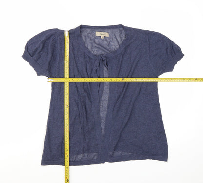 Kew Womens Blue Open Knit Short Sleeve Cardigan M