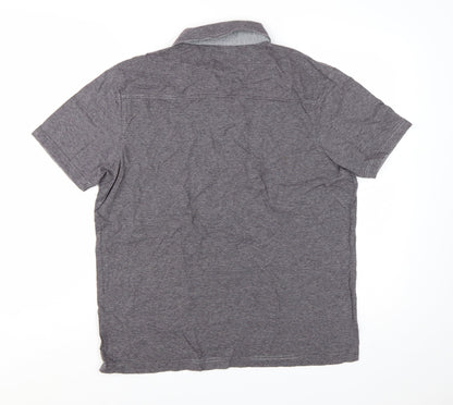 Jeff Banks Mens Grey Striped Cotton Polo Shirt Size L