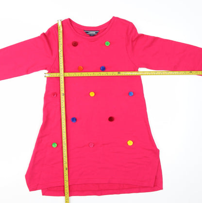Lands' End Womens Pink Tunic Long Sleeve Cotton T-Shirt M 10-12