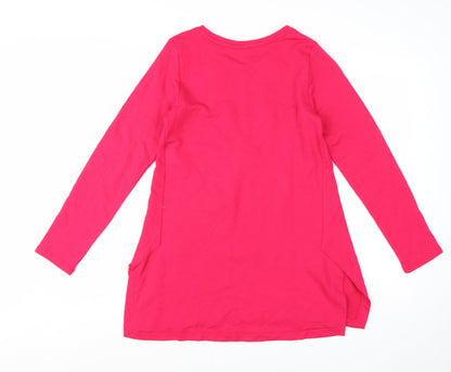 Lands' End Womens Pink Tunic Long Sleeve Cotton T-Shirt M 10-12