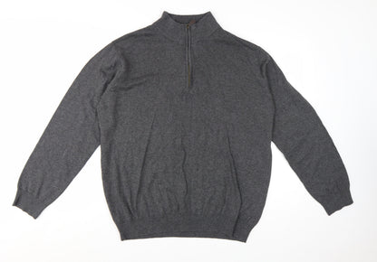 Brook Taverner Men's Grey XL 1/2 Zip Cotton Acrylic Jumper