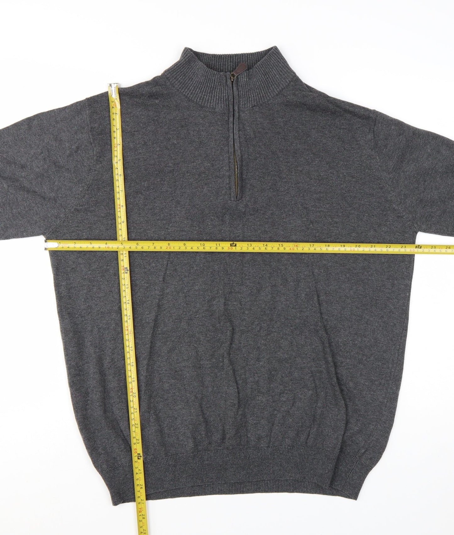Brook Taverner Men's Grey XL 1/2 Zip Cotton Acrylic Jumper