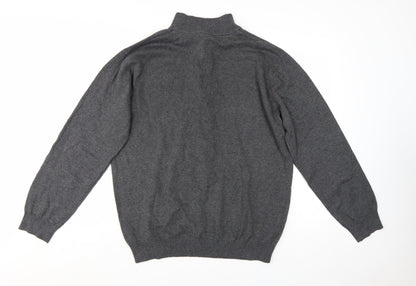 Brook Taverner Men's Grey XL 1/2 Zip Cotton Acrylic Jumper