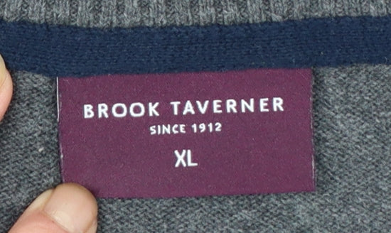 Brook Taverner Men's Grey XL 1/2 Zip Cotton Acrylic Jumper