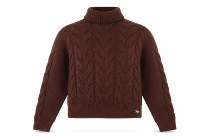 Superdry Womens Brown Roll Neck Cable Knit Jumper Size 12