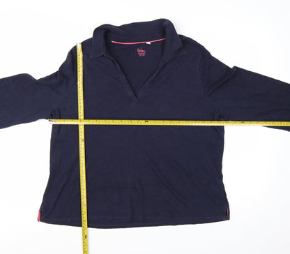 Boden Women Blue XL Long Sleeve Collared Cotton Jersey Polo Top