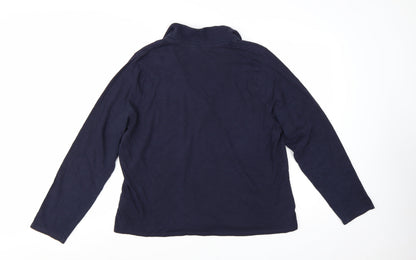 Boden Women Blue XL Long Sleeve Collared Cotton Jersey Polo Top