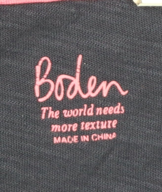 Boden Women Blue XL Long Sleeve Collared Cotton Jersey Polo Top