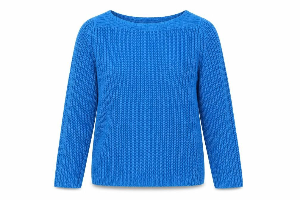 Reiss Women Blue Chunky-Knit Cotton Pullover Jumper M
