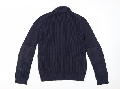 OLYMP Men's Blue Cotton Button Cardigan Jumper M