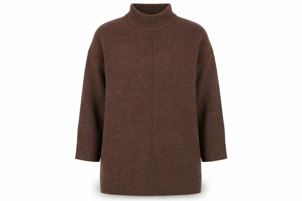 Tu Womens Brown High Neck Long Sleeve Knit Pullover Jumper M