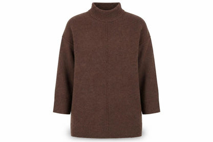 Tu Womens Brown High Neck Long Sleeve Knit Pullover Jumper M