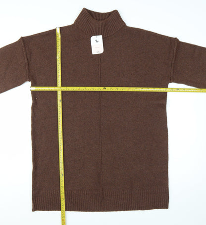 Tu Womens Brown High Neck Long Sleeve Knit Pullover Jumper M