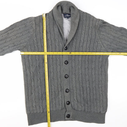 Marks and Spencer Blue Harbour Men’s Grey Cable-Knit Cardigan L