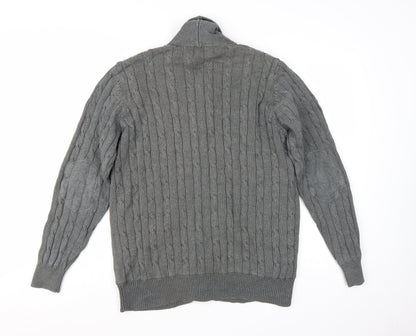 Marks and Spencer Blue Harbour Men’s Grey Cable-Knit Cardigan L