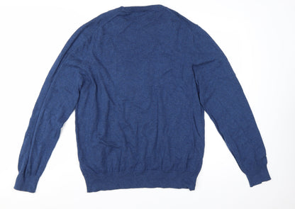 Marks and Spencer Men's Blue XL Pure Cotton Crew Neck Jumper
