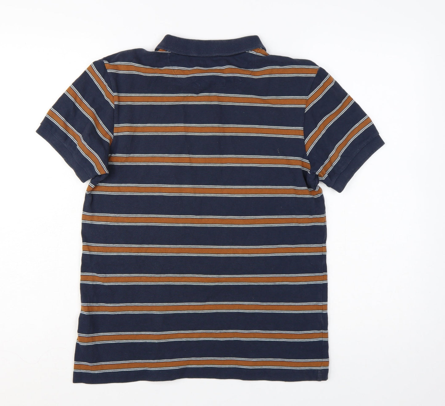Farah Men's Blue Striped Cotton Polo Shirt Size S
